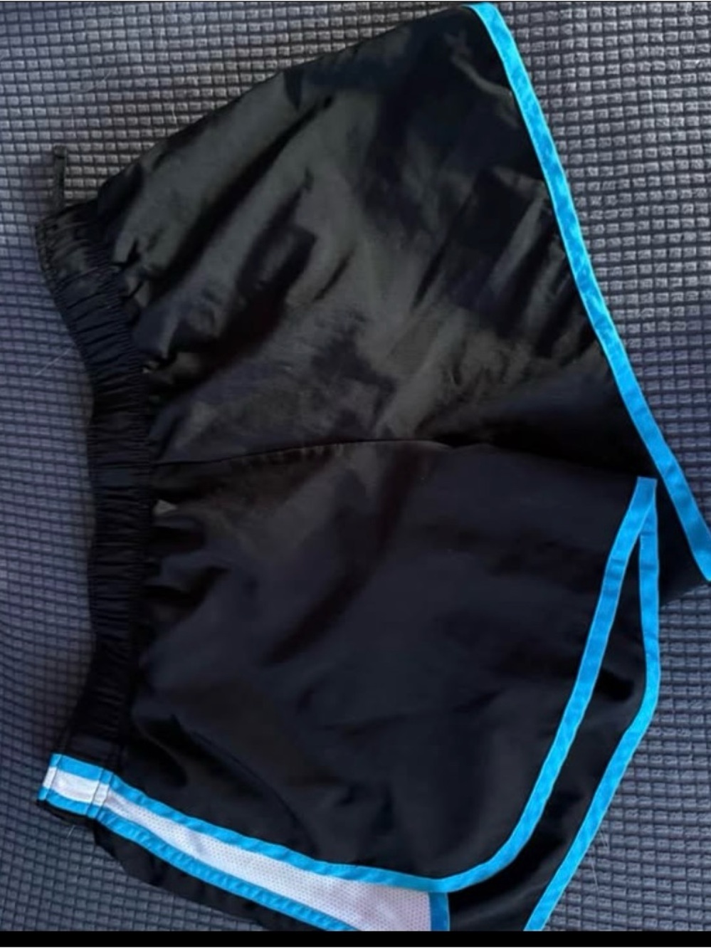 Girls' Black Active Shorts with Blue Trim